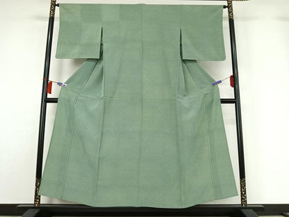 平和屋着物▽上質な小紋　単衣　幾何学文様　正絹　逸品　AABH2282jh