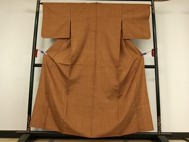 平和屋着物▽上質な紬　単衣　霞文　正絹　逸品　AABH2284jh
