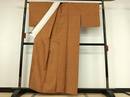 平和屋着物▽上質な紬　単衣　霞文　正絹　逸品　AABH2284jh