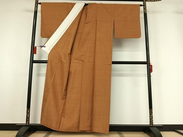 平和屋着物▽上質な紬　単衣　霞文　正絹　逸品　AABH2284jh