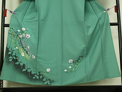 平和屋着物▽訪問着　単衣　草花文　暈し染め　金銀彩　洗える着物　AABH2286jh