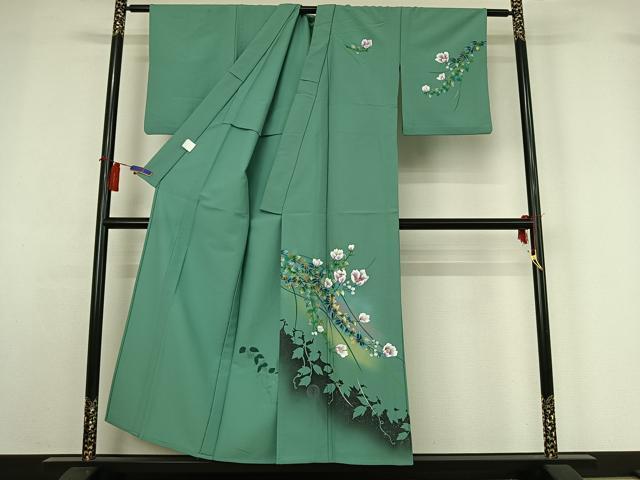 平和屋着物▽訪問着　単衣　草花文　暈し染め　金銀彩　洗える着物　AABH2286jh 平和屋着物▽訪問着 単衣 草花文 暈し染め 金銀彩 洗える
