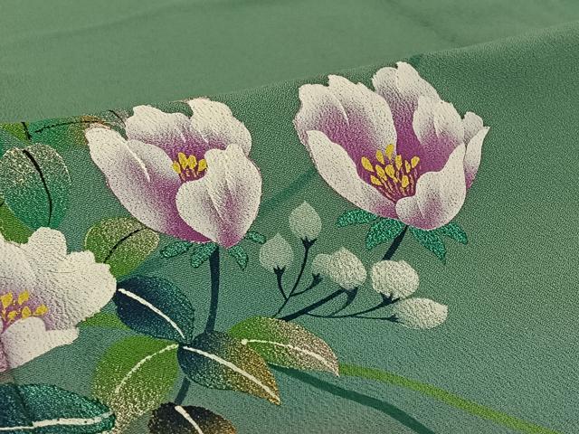 平和屋着物▽訪問着　単衣　草花文　暈し染め　金銀彩　洗える着物　AABH2286jh 平和屋着物▽訪問着 単衣 草花文 暈し染め 金銀彩 洗える