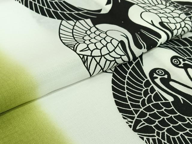 平和屋着物▽小紋　単衣　向かい鶴文　暈し染め　洗える着物　AABH2290jh