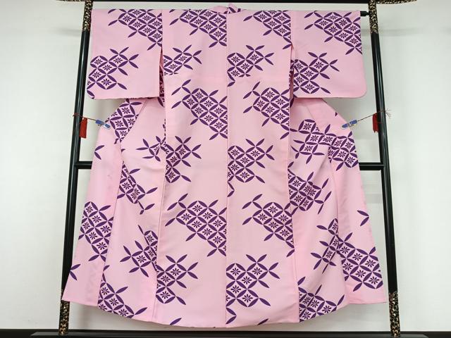 平和屋着物▽小紋　単衣　七宝花文　洗える着物　AABH2291jh 平和屋着物▽小紋 単衣 七宝花文 洗える着物 AABH2291jh
