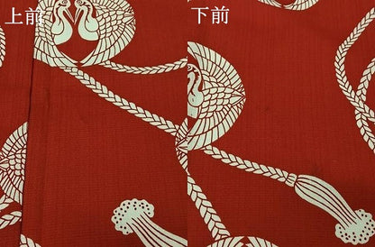 平和屋着物▽小紋　単衣　向かい鶴文　洗える着物　AABH2295jh