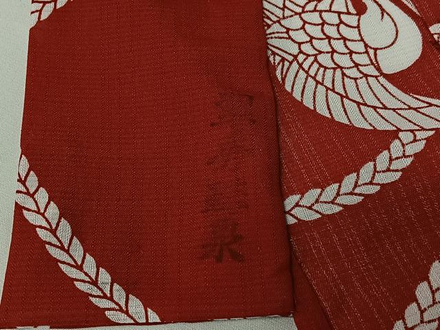 平和屋着物▽小紋　単衣　向かい鶴文　洗える着物　AABH2295jh