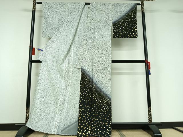平和屋着物▽訪問着　単衣　箔散らし文様　暈し染め　金彩　洗える着物　AABH2301jh