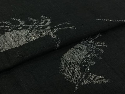 平和屋着物▽上質な紬　単衣　海老　黒地　正絹　逸品　AABH2310jh