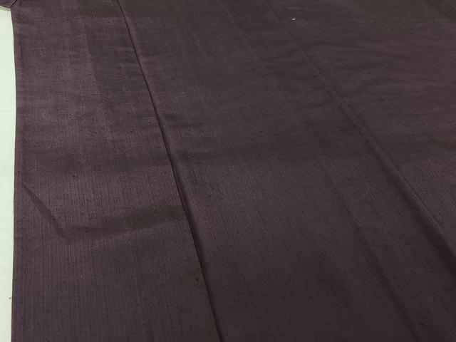 平和屋着物▽上質な紬　単衣　滅紫色　正絹　逸品　AABH2313jh