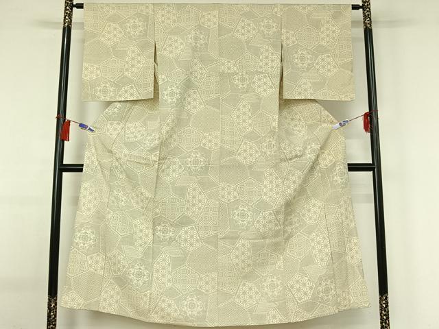 平和屋着物▽本塩沢　単衣　吉祥花文　正絹　逸品　AABH2314jh 平和屋着物▽本塩沢 単衣 吉祥花文 正絹 逸品 AABH2314jh