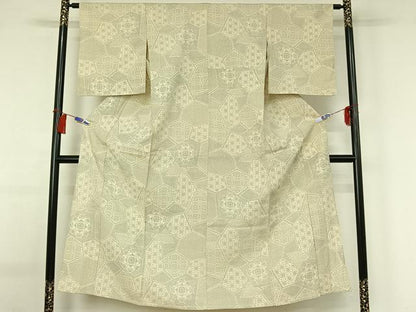 平和屋着物▽本塩沢　単衣　吉祥花文　正絹　逸品　AABH2314jh
