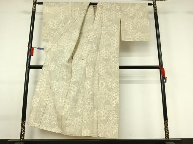 平和屋着物▽本塩沢　単衣　吉祥花文　正絹　逸品　AABH2314jh 平和屋着物▽本塩沢 単衣 吉祥花文 正絹 逸品 AABH2314jh