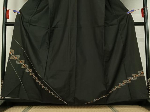 平和屋着物▽訪問着　単衣　本場大島紬地　刺繍　草花文　金糸　正絹　逸品　AABH2316jh