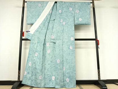 平和屋着物▽上質な小紋　単衣　絞り　霞文　暈し染め　正絹　逸品　AABH2317jh