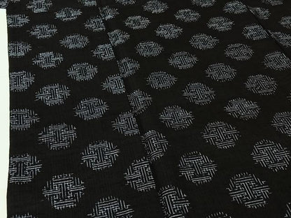 平和屋着物▽上質な紬　単衣　幾何学丸文　三越扱い　正絹　逸品　AABH2318jh