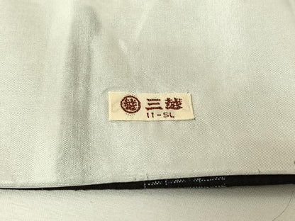 平和屋着物▽上質な紬　単衣　幾何学丸文　三越扱い　正絹　逸品　AABH2318jh