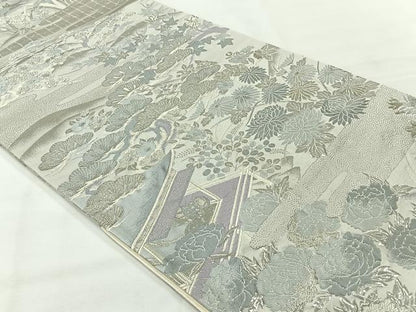平和屋着物◎六通柄袋帯　唐織　京名所　プラチナ箔　正絹　逸品　AABH2324uk