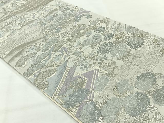 平和屋着物◎六通柄袋帯　唐織　京名所　プラチナ箔　正絹　逸品　AABH2324uk