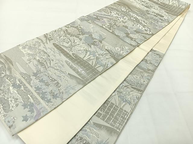 平和屋着物◎六通柄袋帯　唐織　京名所　プラチナ箔　正絹　逸品　AABH2324uk