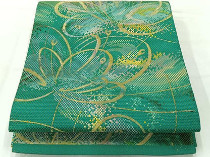平和屋着物◎八寸名古屋帯 舞花文 金銀糸 正絹 逸品 AABH2328uk