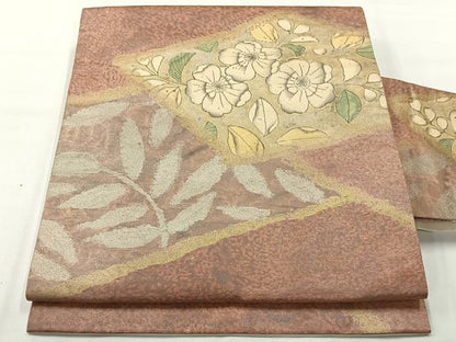 平和屋着物◎九寸名古屋帯　辻が花　金銀彩　正絹　逸品　AABH2347uk