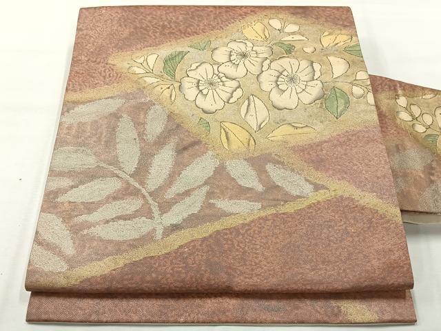 平和屋着物◎九寸名古屋帯　辻が花　金銀彩　正絹　逸品　AABH2347uk