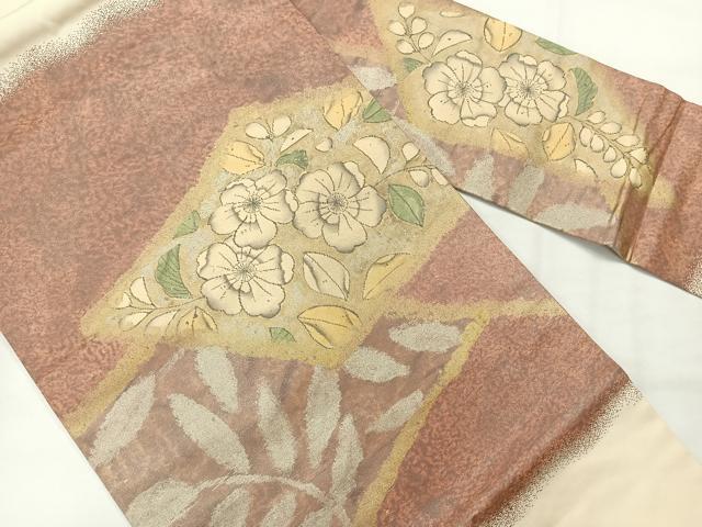 平和屋着物◎九寸名古屋帯　辻が花　金銀彩　正絹　逸品　AABH2347uk