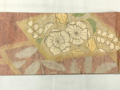 平和屋着物◎九寸名古屋帯　辻が花　金銀彩　正絹　逸品　AABH2347uk