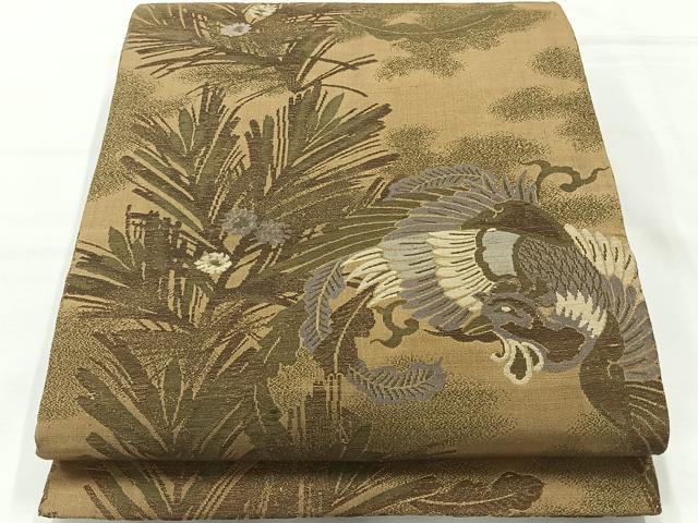 平和屋着物◎アンティーク 大正ロマン 丸帯 鳳凰花文 正絹 逸品 AABH2352uk