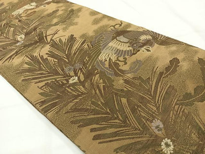 平和屋着物◎アンティーク 大正ロマン 丸帯 鳳凰花文 正絹 逸品 AABH2352uk