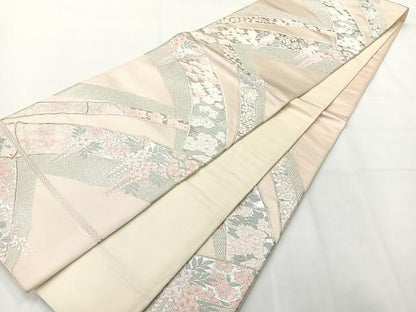 平和屋着物◎六通柄袋帯　唐織　衣笠　銀糸　正絹　逸品　AABH2358uk