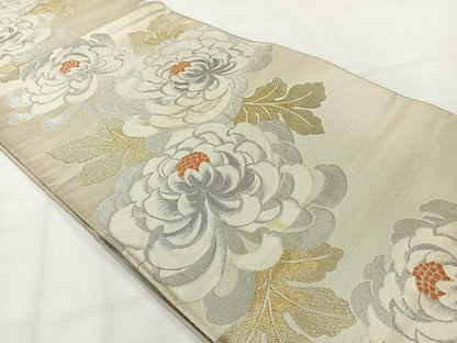平和屋着物◎六通柄袋帯　唐織　菊　金銀糸　正絹　逸品　AABH2369uk