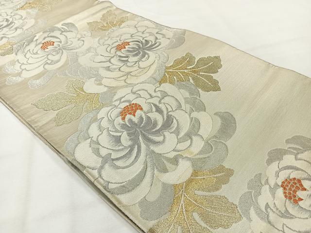 平和屋着物◎六通柄袋帯　唐織　菊　金銀糸　正絹　逸品　AABH2369uk