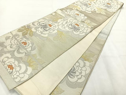 平和屋着物◎六通柄袋帯　唐織　菊　金銀糸　正絹　逸品　AABH2369uk
