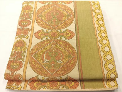 平和屋着物◎六通柄袋帯　花鳥文　正絹　逸品　AABH2370uk