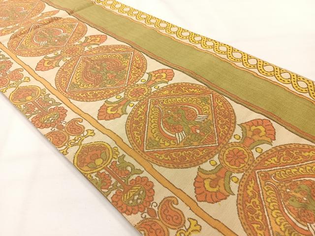 平和屋着物◎六通柄袋帯　花鳥文　正絹　逸品　AABH2370uk