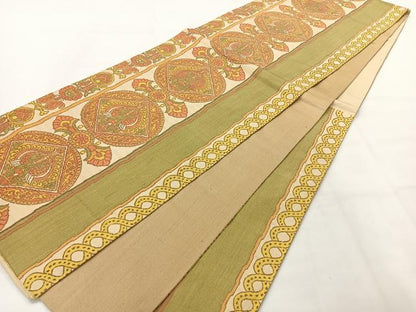 平和屋着物◎六通柄袋帯　花鳥文　正絹　逸品　AABH2370uk