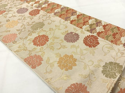 平和屋着物◎六通柄袋帯　唐織　花唐草文　金糸　正絹　逸品　AABH2380uk