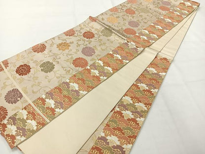 平和屋着物◎六通柄袋帯　唐織　花唐草文　金糸　正絹　逸品　AABH2380uk