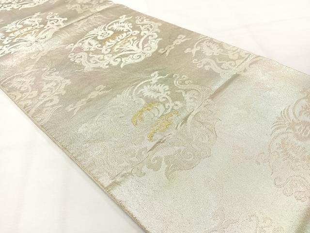 平和屋着物◎六通柄袋帯　駒刺繍　飾花文　金銀糸　引箔　正絹　逸品　AABH2382uk