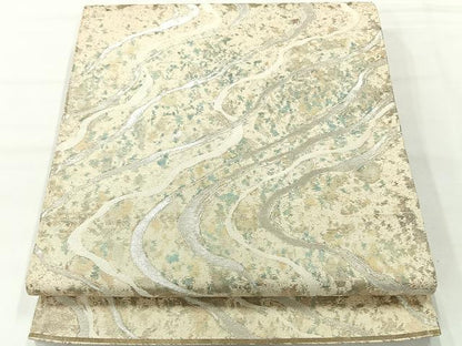 平和屋着物◎六通柄袋帯　流水文　銀糸　正絹　逸品　AABH2386uk