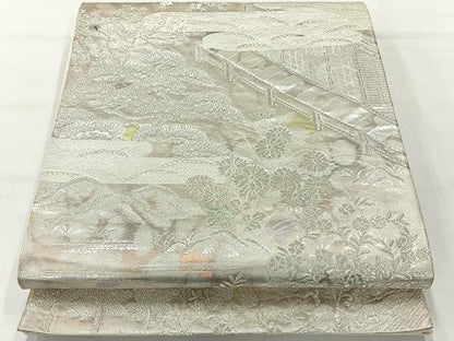 平和屋着物◎六通柄袋帯　古京錦　風景花文　二重引箔　正絹　逸品　AABH2392uk
