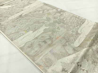 平和屋着物◎六通柄袋帯　古京錦　風景花文　二重引箔　正絹　逸品　AABH2392uk