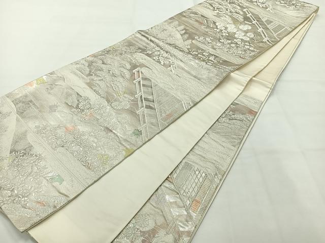 平和屋着物◎六通柄袋帯　古京錦　風景花文　二重引箔　正絹　逸品　AABH2392uk