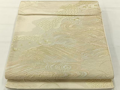 平和屋着物◎六通柄袋帯　流水文　金銀糸　正絹　逸品　AABH2393uk