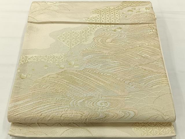 平和屋着物◎六通柄袋帯　流水文　金銀糸　正絹　逸品　AABH2393uk