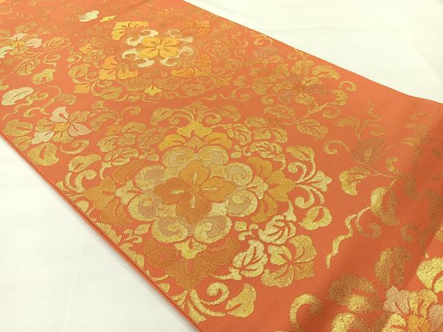 平和屋着物◎六通柄　本袋帯　正倉院花文　金糸　正絹　逸品　AABH2410uk