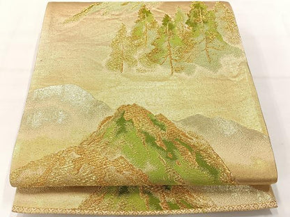 平和屋着物◎六通柄袋帯 唐織 風景文 金糸 正絹 逸品 AABH2422uk