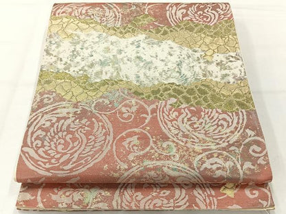 平和屋着物◎六通柄袋帯 鳳凰唐草文 金糸 正絹 逸品 AABH2427uk